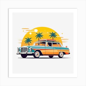 Retro Summer Vacation Travel Car Art Print