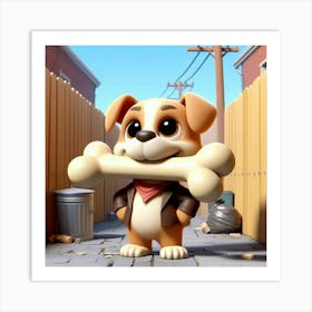 Cute Dog with a Bone 2 Art Print