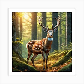 Deer In The Forest 125 Art Print