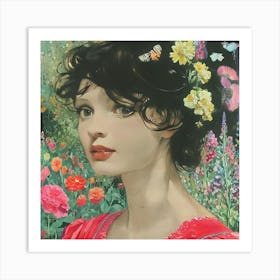 Girl In A Garden 19 Art Print