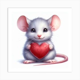 Mouse cub Valentine's day Art Print