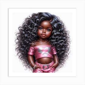 Little Black Girl With Curly Hair Art Print