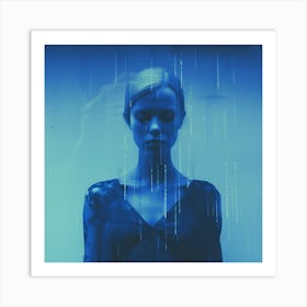 Woman In A Blue Room Art Print