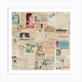 Newspaper Collage Art Print