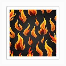 Flames On Black Background 36 Art Print