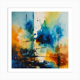 Sailboats In The Harbor Art Print