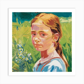 Girl In A Field Art Print