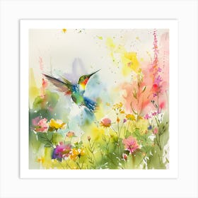 Hummingbird Watercolor Painting Art Print