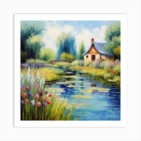 Riverside Impression: Idyllic Retreat Art Print