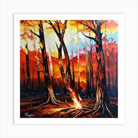 Fire In The Forest 1 Art Print