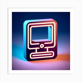 Neon Computer Icon 1 Art Print