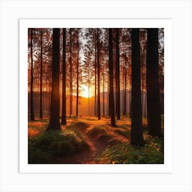 Sunset In The Forest 10 Art Print