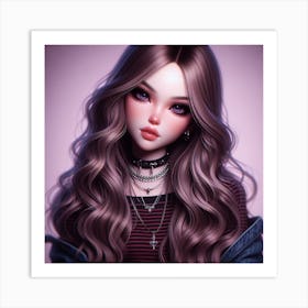 Girl With Long Hair Art Print