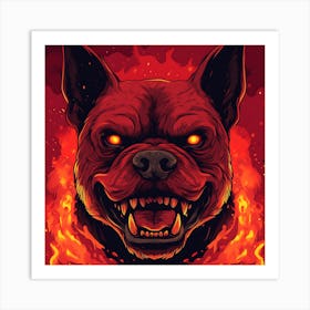 Scary Dog Emoji Dynamic Background 3 Art Print