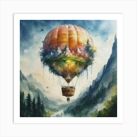 watercolor of a off white hot air balloon 3 Art Print