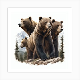 Grizzly Bears Art Print