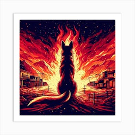 Wolf In Flames 1 Art Print