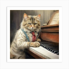 Cat Playing Piano 5 Art Print