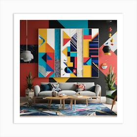 Novel, show-stopping, full-screen wall art with bold shapes, vibrant colors, and abstract patterns.4 Art Print