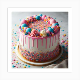 Birthday Cake With Sprinkles Art Print