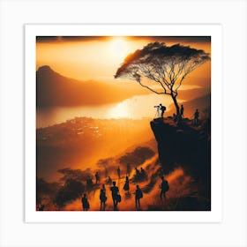 Sunset At The Top Of A Mountain Art Print