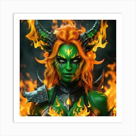 Demon Woman With Horns Art Print