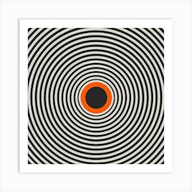 Black And Orange Spiral Art Print