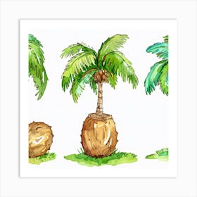 Watercolor Palm Trees 2 Art Print