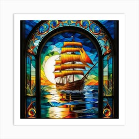 Sailing Ship Stained Glass 1 Poster