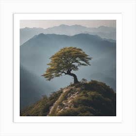 Lone Tree On Top Of Mountain 2 Art Print