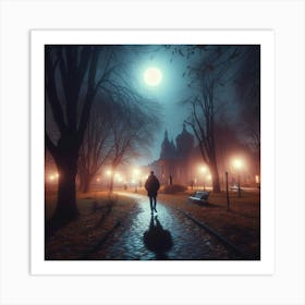 Portrait Of A Man Walking At Night 1 Art Print