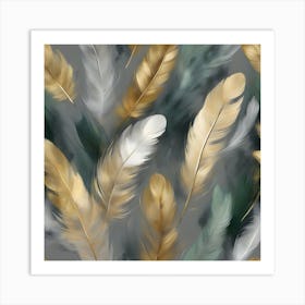 Gold Feathers 3 Art Print