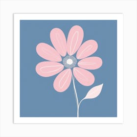 A White And Pink Flower In Minimalist Style Square Composition 320 Art Print