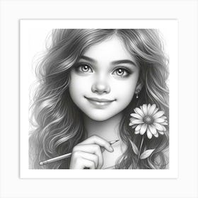 Girl With A Flower Art Print