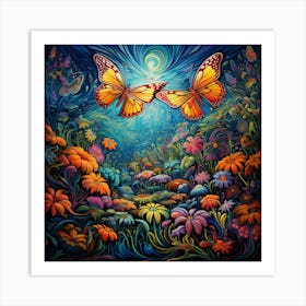 Butterflies In The Garden 3 Art Print