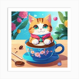 amine Cat In A Cup 1 Art Print