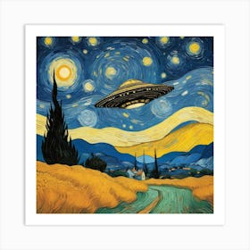 Ufo At Starry Night Van Gogh Painting 1 Art Print