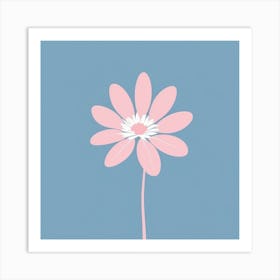 A White And Pink Flower In Minimalist Style Square Composition 123 Art Print