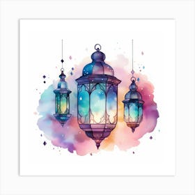 Watercolor Lanterns 2 Art Print