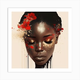 Black Girl With Flowers 3 Art Print