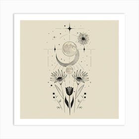 Minimalist Boho Celestial Moon 10 Art Print