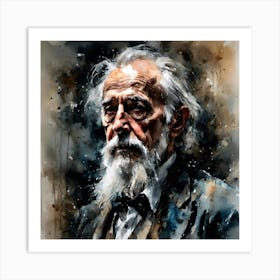 Old Gentleman Standing In The Darkness Art Print