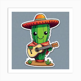 Cactus Playing Guitar 6 Art Print