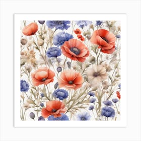 Cornflowers and Poppies Art Print