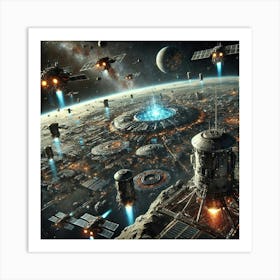 A Detailed Sci Fi Depiction Of The Orbital Defense Art Print