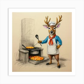 Chef Deer 22 Art Print