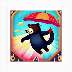 Bear In The Rain Art Print