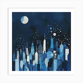 Cityscape At Night 11 Art Print