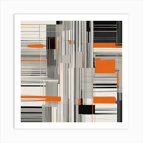 Abstract Orange And Black Painting Art Print