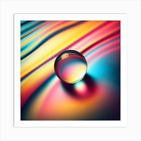 Water Drop On A Colorful Background Art Print